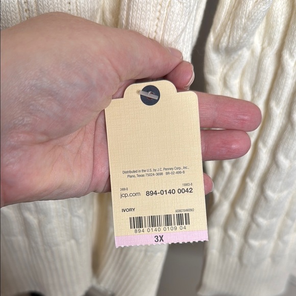 St. John's Bay Cream Cable Knit Crew Neck Sweater size 3X - Picture 4 of 5